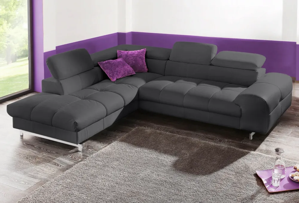 COTTA Polstergarnitur Set, Set bestehend aus: Ecksofa mit Kopfteilverstellung & Hocker