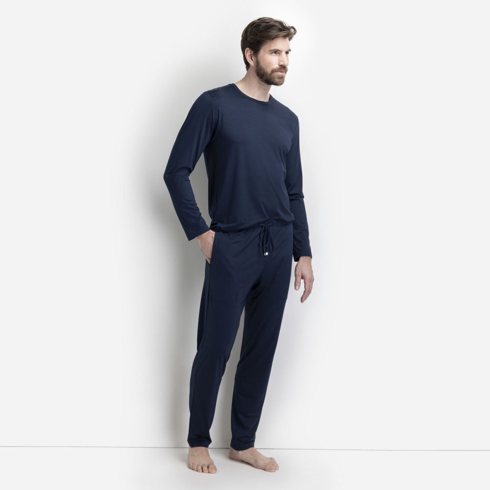 ISA bodywear - Lange Pyjamahose, für Herren, Marine Größe M
