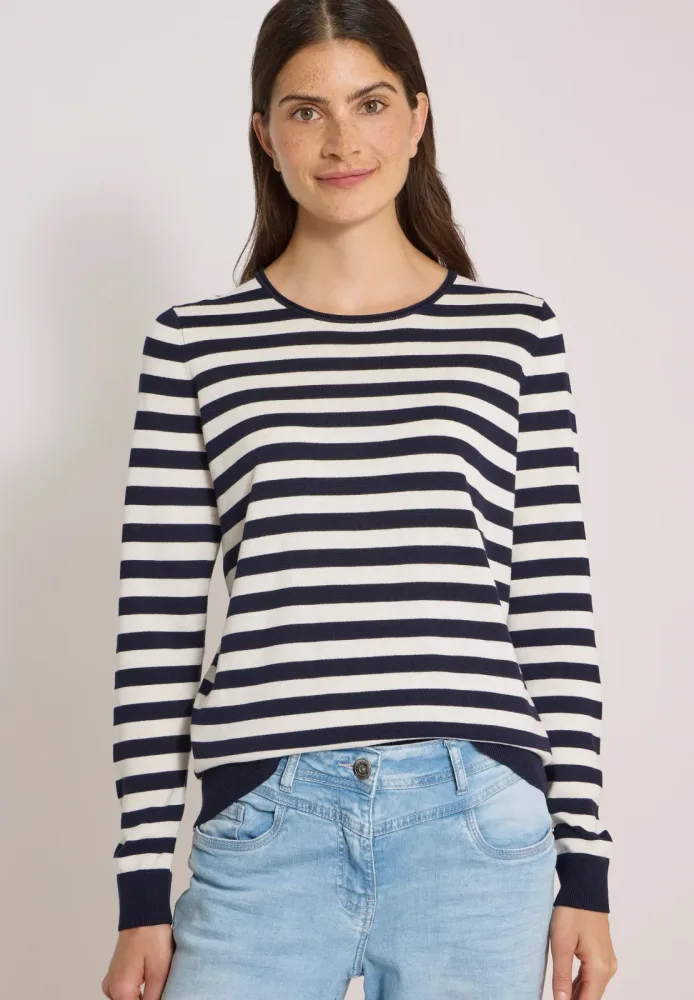 Pullover mit Rundhals und Streifen