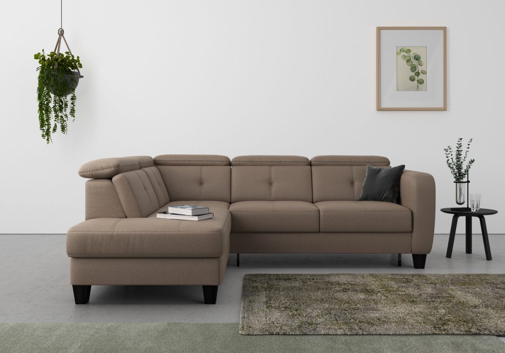 sit&more Ecksofa »Bellucci«, inklusive Kopfteilverstellung und Federkern, wahlweise mit Bettfunktion und Bettkasten