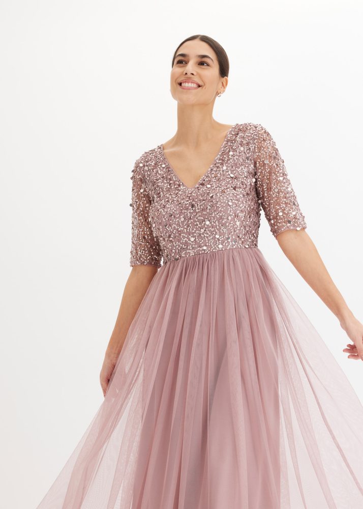 bonprix Abendkleid für festliche Anlässe, mit Tüll-Rock und Pailletten im Oberteil