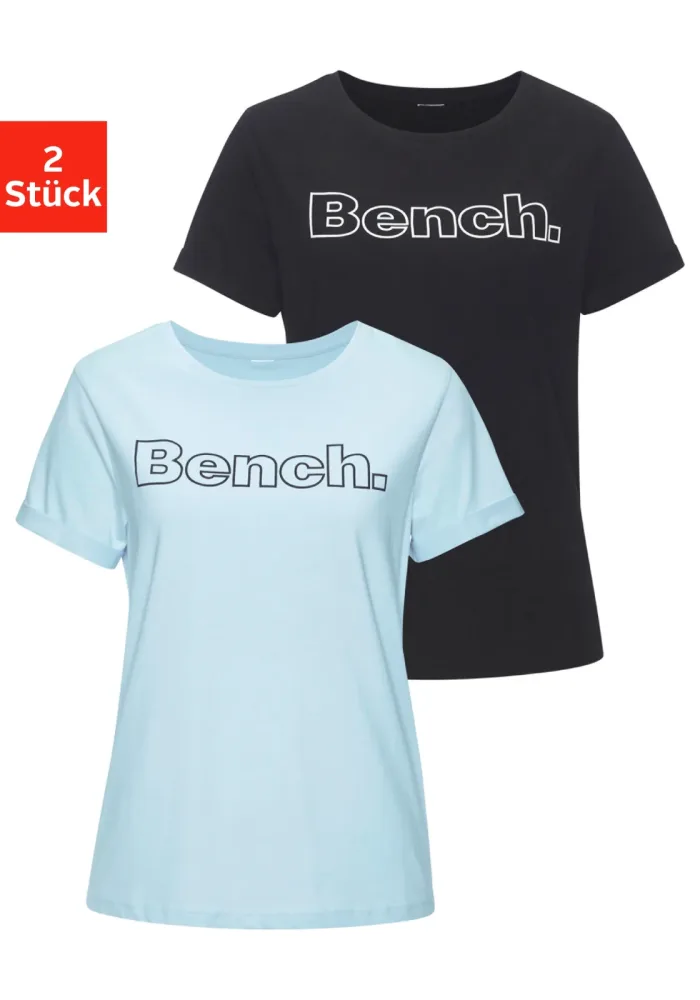 Bench. Loungewear T-Shirt Packung, 2 Stk. im doppelpack mit Logodruck, Loungewear