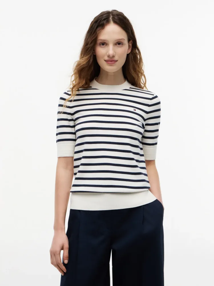 Tommy Hilfiger - Pullover, kurzarm, für Damen, Zweifarbig, Größe XS
