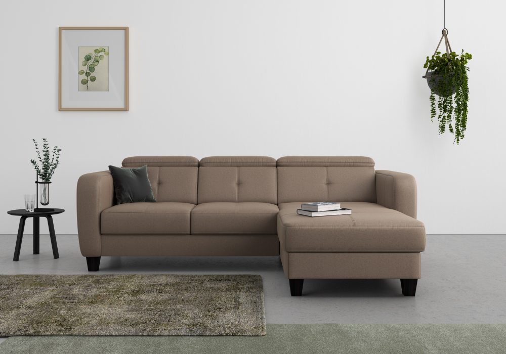 sit&more Ecksofa »Bellucci«, inklusive Kopfteilverstellung und Federkern, wahlweise mit Bettfunktion und Bettkasten