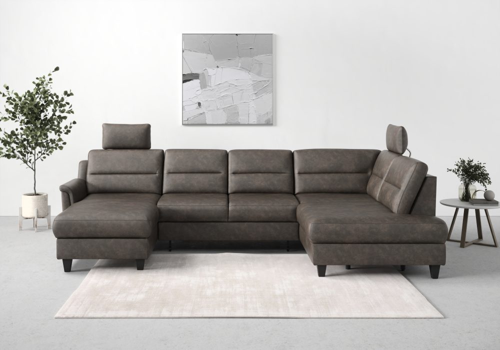 sit&more Wohnlandschaft »Farö«, inklusive Federkern, mit wengefarbenen Füssen, wahlweise mit Bettfunktion und Bettkasten