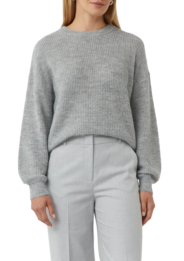 comma casual identity Strickpullover Relaxed Fit, Alpaka-Mix, Rundhals, Grobstrick