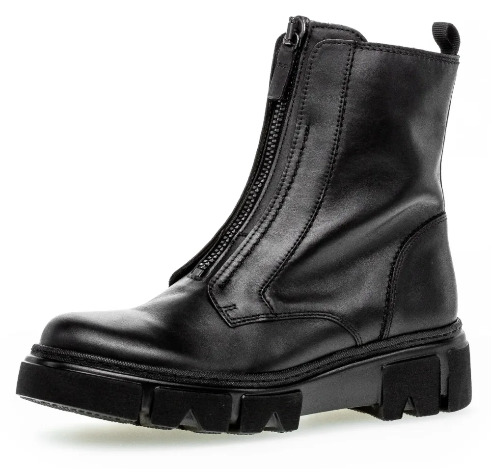 Gabor Stiefelette, Blockabsatz, Reissverschluss-Boots mit Front-Zipper