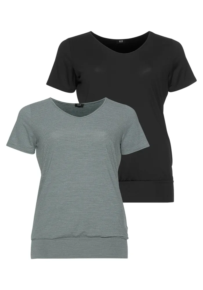 H.I.S T-Shirt Spar-Set, 2er-Pack, Kurzarm, figurumspielende Passform, aus elastischem Single-Jersey