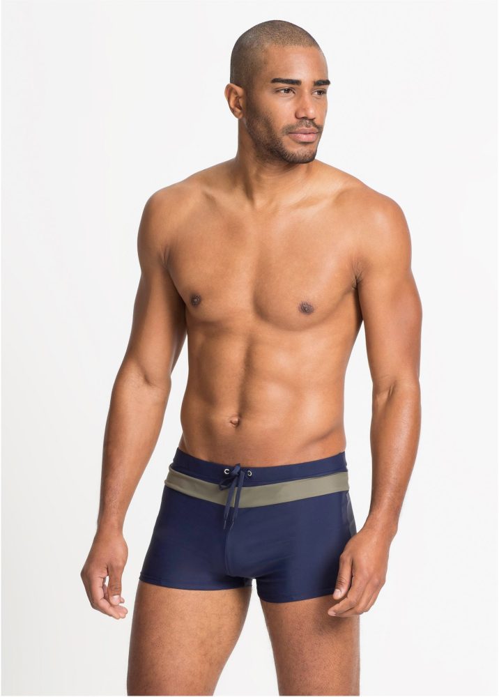 bonprix Badehose mit Bindeband am Bund, bequeme Passform, mit Kontraststreifen