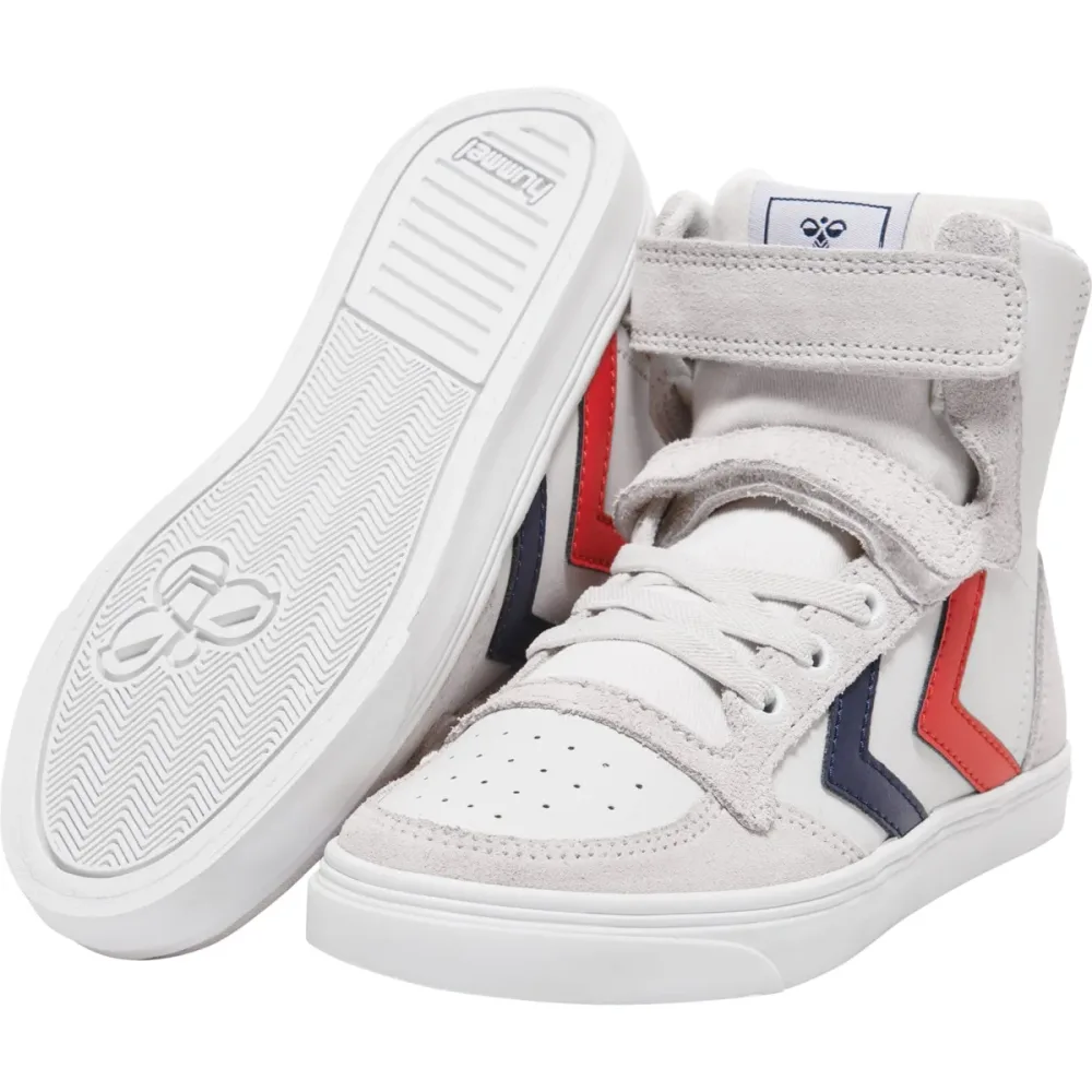 Hummel - kinderschuhe slimmer stadil leather high, Slime Stadil Leather High Top Kinderschuhe, 27, Weiss