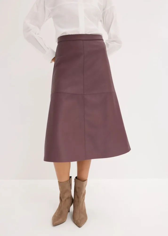 bonprix Midirock aus Lederimitatlila 48Damen