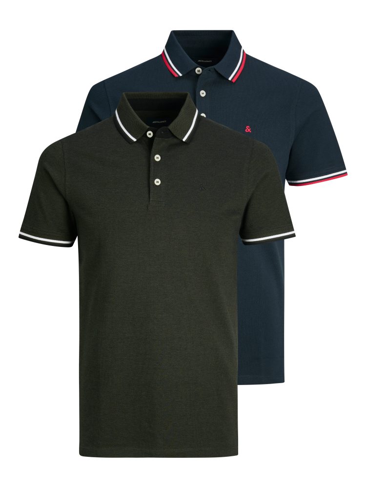 Jack & Jones - 2er-Set Poloshirts  paulos, für Herren, Blau Bunt, Größe XXL