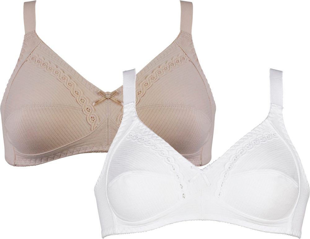 Naturana Soft-BH »Classics«, (Packung, 2 tlg.), Baumwoll Soft-BH ohne Bügel mit Stickereidetails