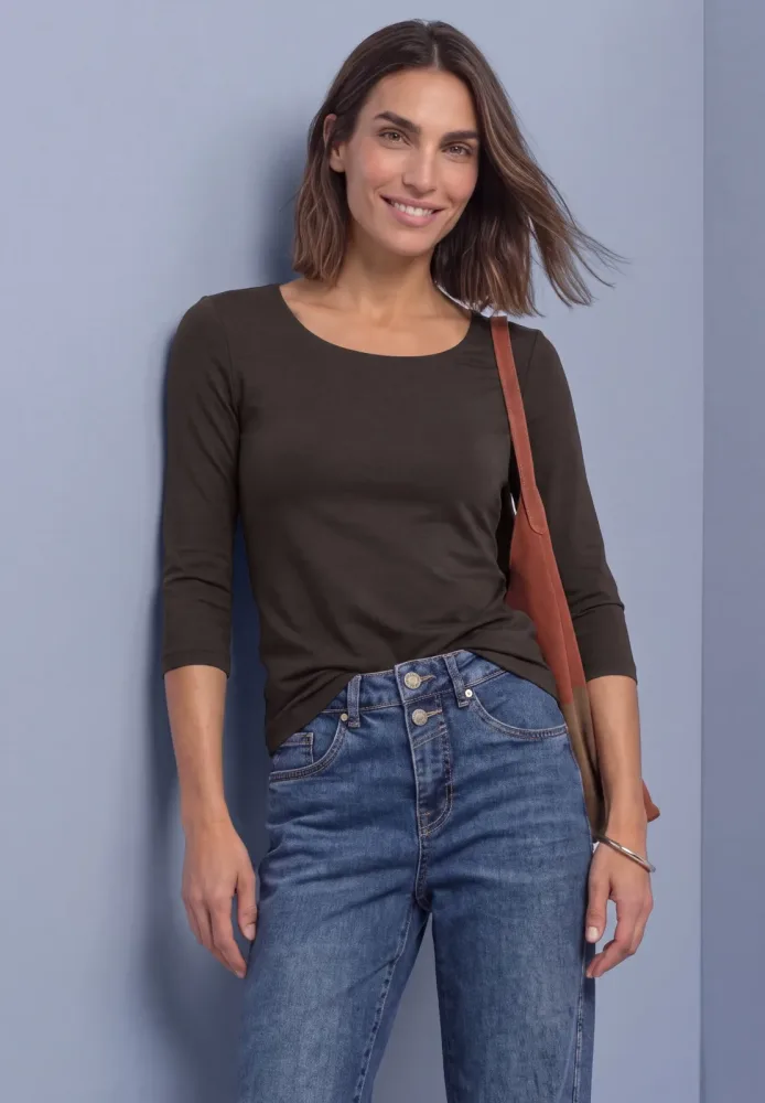Basic T-Shirt mit 3/4 Arm