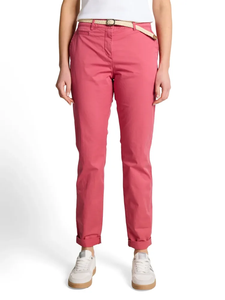 TOM TAILOR Chinohose mit Gürtel und Stretch