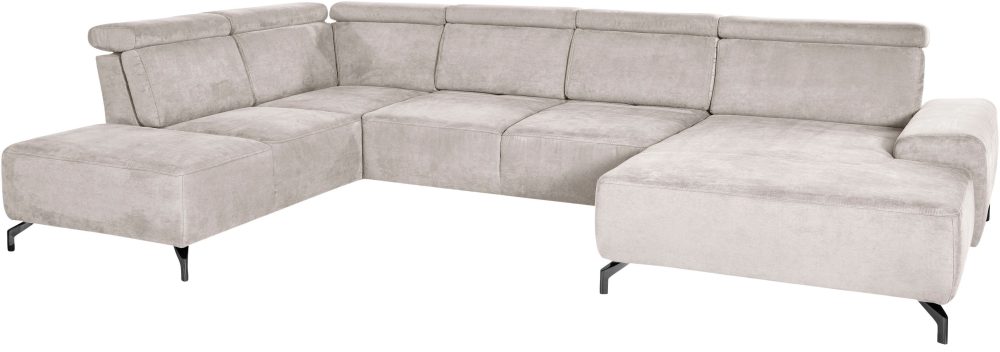 sit&more Wohnlandschaft, 12 cm Fusshöhe, inklusive Sitztiefenverstellung und Kopfteilverstellung, wahlweise in 2 unterschiedlichen Fussfarben
