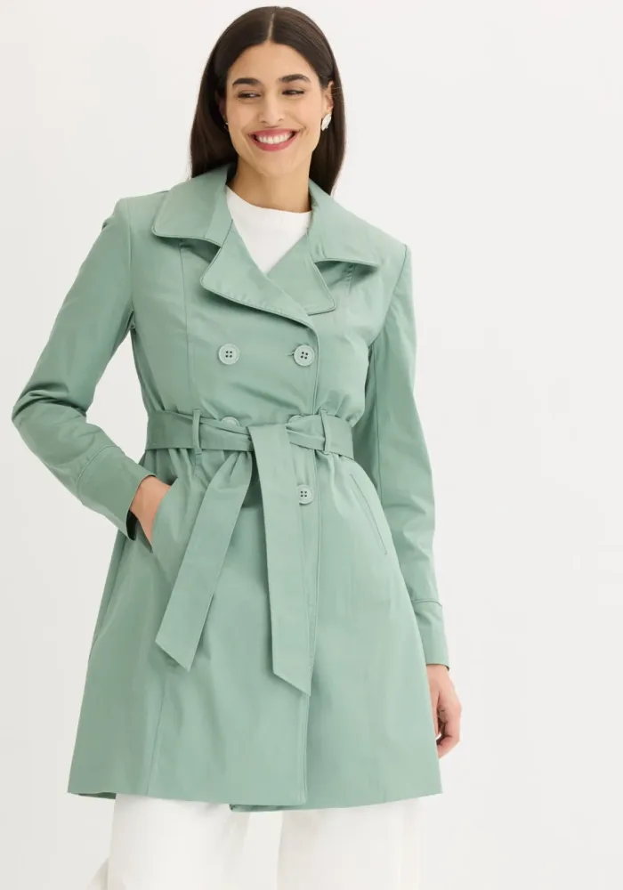 bonprix Trenchcoat mit abnehmbarem Bindegürtel, 2-Reiher