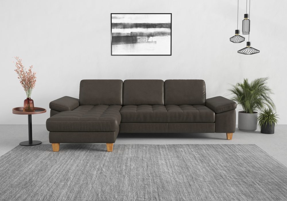 sit&more Ecksofa, mit Recamiere, mit oder ohne Bettfunktion, Bettkasten, Füsse Eiche