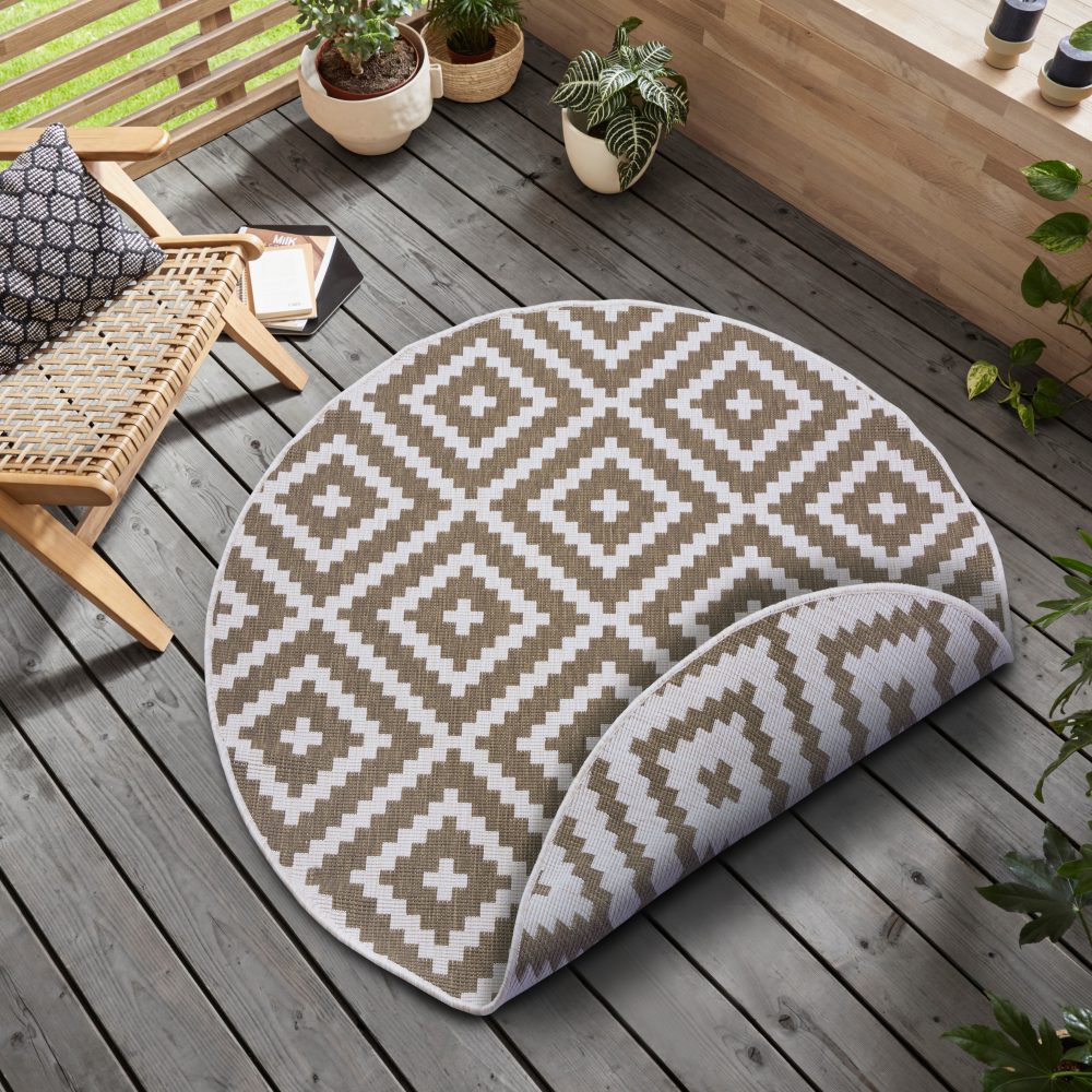 my home Teppich »Ronda Wendeteppich«, rund, Sisal-Optik, Flachgewebe, In- und Outdoor, geometrisches Boho Design