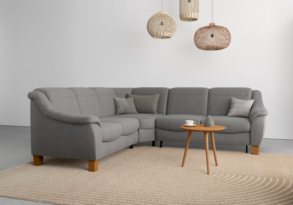 Home affaire Ecksofa »Caldera«, Federkern, wahlweise mit Kopfteilverstellung, Bettfunktion und Bettkasten, auch in Easy Care-Bezug für einfachts Reinigen mit Wasser