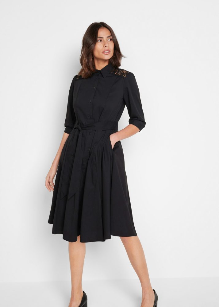 bonprix 2-in-1-Kleid Set, 2 tlg. für Businessmode, aus Baumwolle, ausgestellte Passform
