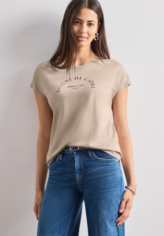 STREET ONE Shirttop Sommershirt mit Wording Artwork