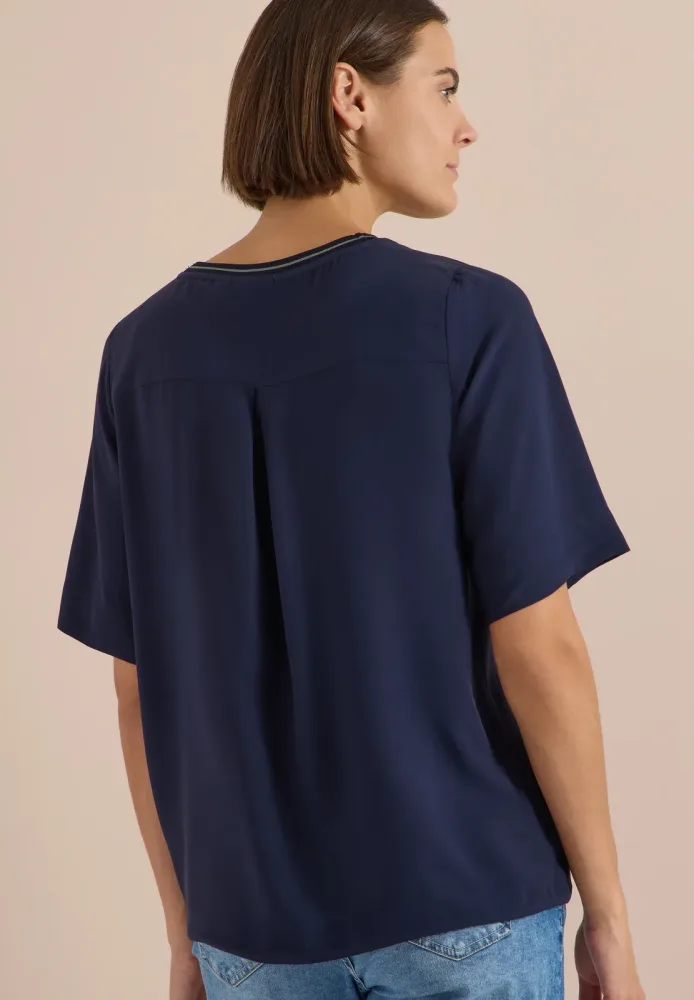 Kurzarm Blusenshirt mit Rundhals