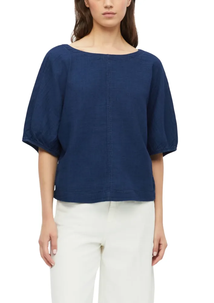 s.Oliver Kurzarmbluse Kurze Sommerblue im Jeans-Look