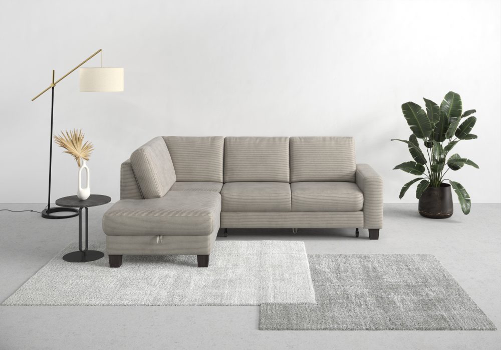Home affaire Ecksofa »Summer«, mit Ottomane, mit oder ohne Bettfunktion und Bettkasten, Cord-Bezug