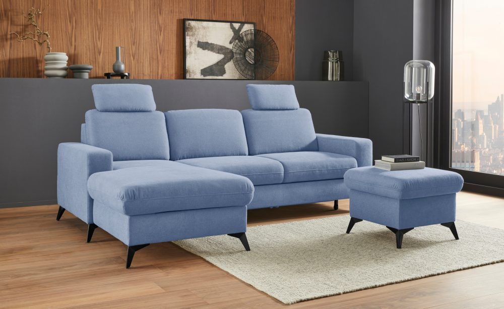 Places of Style Ecksofa »Lolland«, Wahlweise mit Bettfunktion und Bettkasten, Federkern, auch mit abwischbarem Bezug