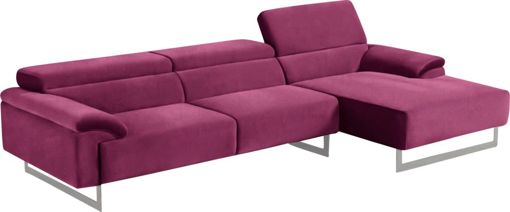 Egoitaliano Ecksofa »Malika«, mit Recamiere, inkl. Kopfteilverstellung und chromfarbenen Metallfüssen