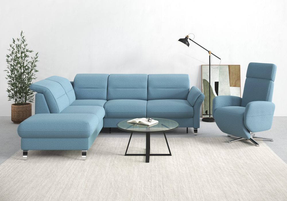 sit&more Ecksofa »Grenoble«, inklusive Federkern, wahlweise mit Bettfunktion, Stauraum, Armteilverstellung und Kopfteilverstellung