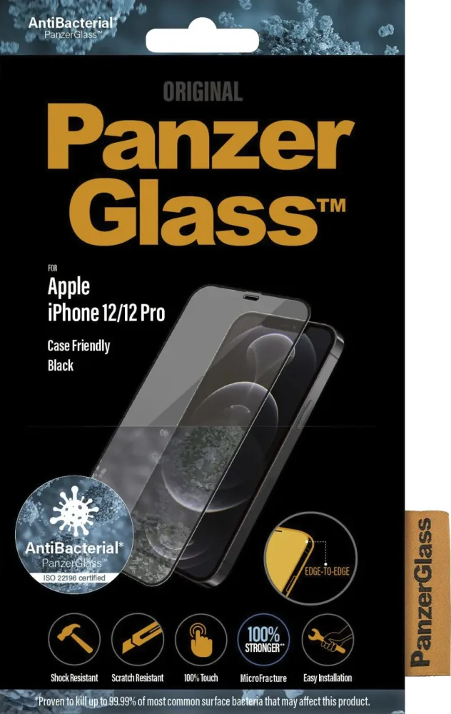 PanzerGlass - Folie iPhone 12 Pro Antibakteriell, Schwarz
