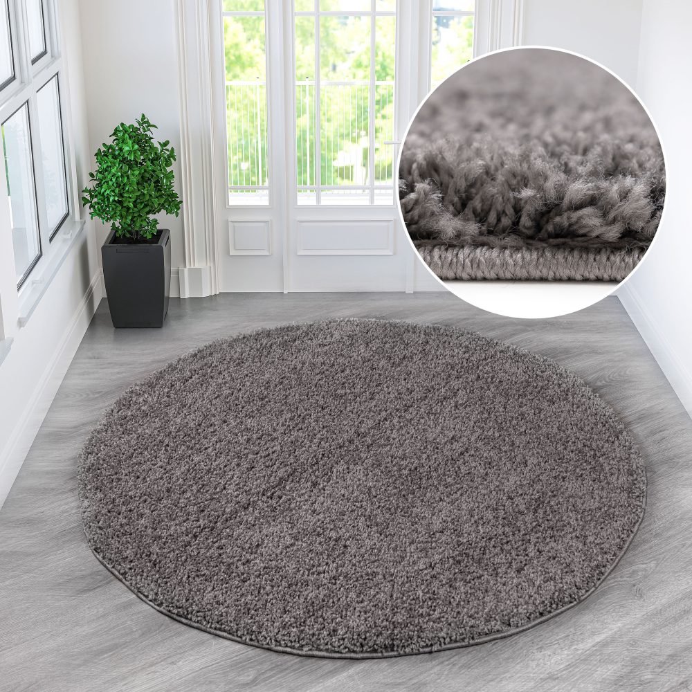 Home affaire Hochflor-Teppich »Shaggy 30«, rund, 30 mm Höhe, Teppich rund, Uni Farben, besonders weich und kuschelig, ideal im Wohnzimmer & Schlafzimmer