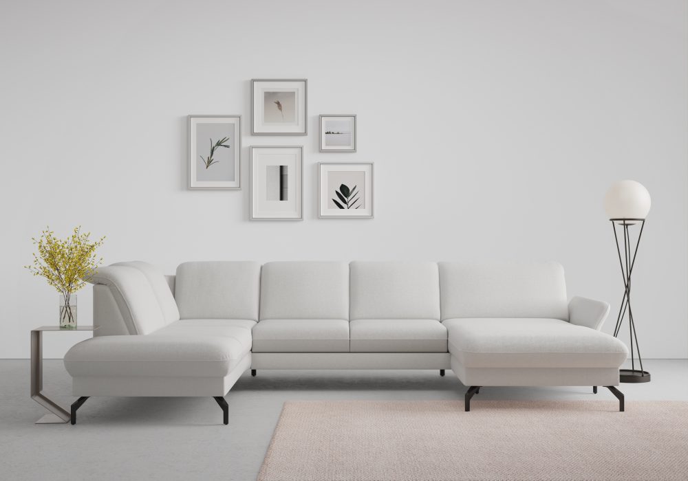 sit&more Wohnlandschaft »Fashion«, wahlweise mit Kopfteilverstellung und Vorziehsitz, motorisch, mit schwarzen Metallfüssen