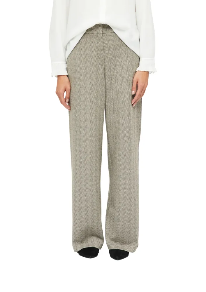 s.Oliver BLACK LABEL Stoffhose mit Fischgratmuster und elastischem Bund