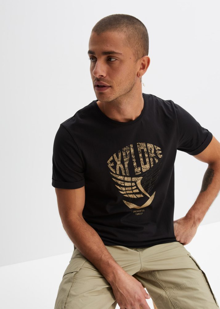 bonprix T-Shirt Regular Fit Passform, Kurzarm, reine Baumwolle
