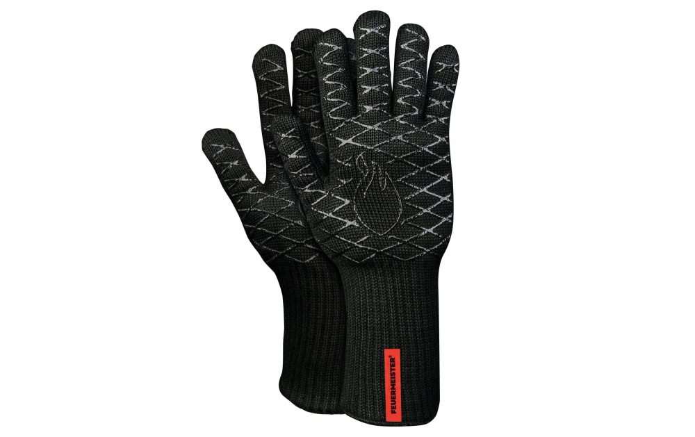 Grill-Handschuhe Premium BBQ aus Aramid/Nomex, Schwarz/ Rot, 2er-Set, Größe 10