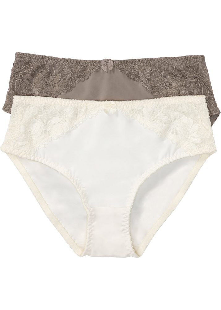bonprix Maxislip Packung, 2 Stk. über die Hüfte geführt, mit floraler Spitze auf der Vorderseite