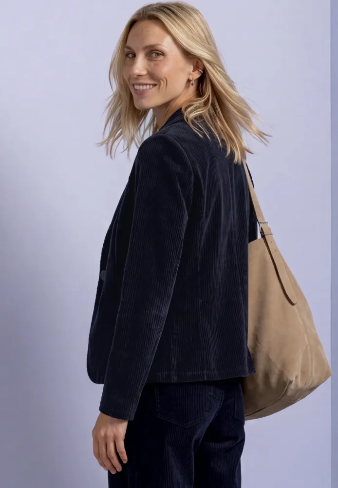 Blazer aus Cord mit Reverskragen und Knöpfen