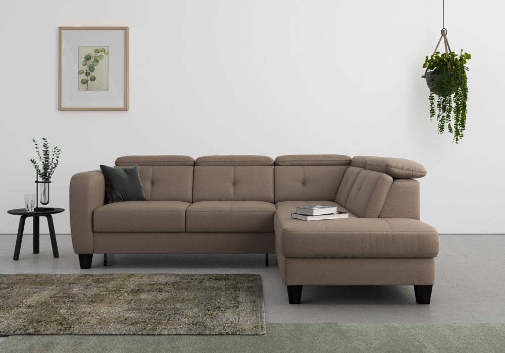 sit&more Ecksofa »Bellucci«, inklusive Kopfteilverstellung und Federkern, wahlweise mit Bettfunktion und Bettkasten