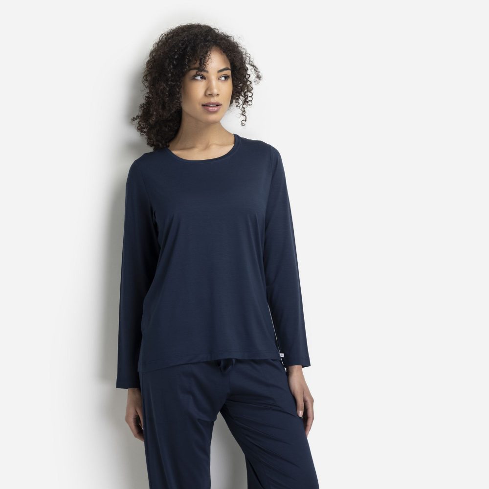 ISA - Shirt langarm, für Damen, Dunkelblau, Größe M