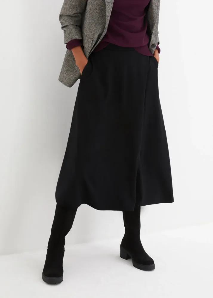 bonprix Midirock aus Punto di Romaschwarz 48Damen