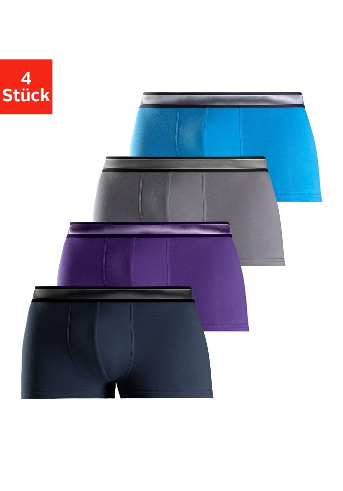 H.I.S Hipster Packung, 4 Stk. knapp sitzende Boxershorts aus Baumwollmischung