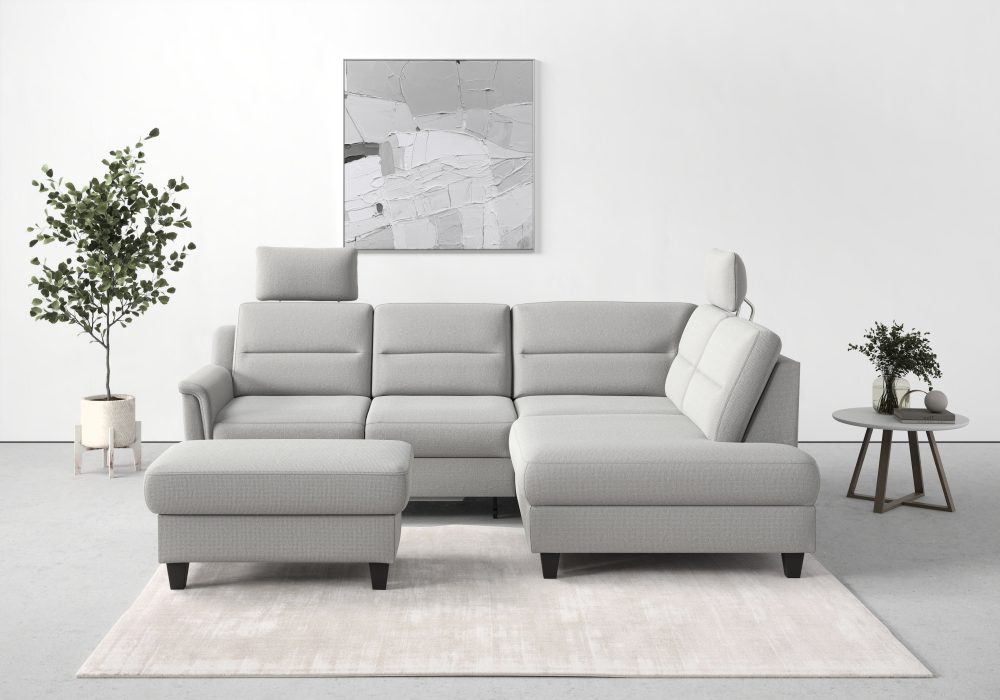 sit&more Ecksofa »Farö«, inklusive Federkern, mit wengefarbenen Füssen, wahlweise mit Bettfunktion und Bettkasten