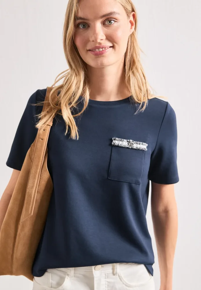 STREET ONE Kurzarmshirt Sommershirt mit dekorativer Brusttasche