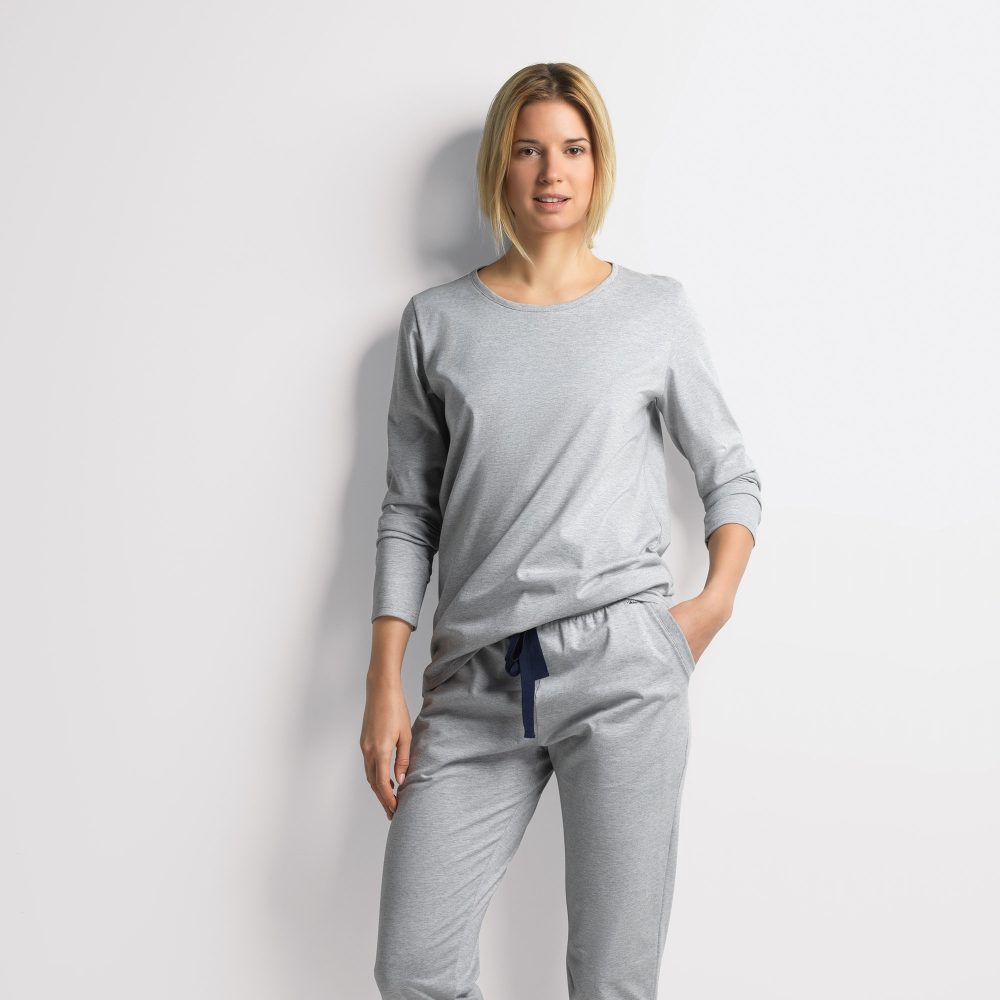 ISA bodywear - Shirt langarm, Rundhals, für Damen, Schiefergrau, Größe S