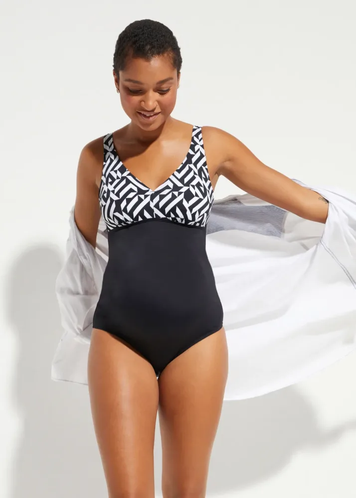 bonprix Umstandsbadeanzug mit V-Ausschnittschwarz 54Damen