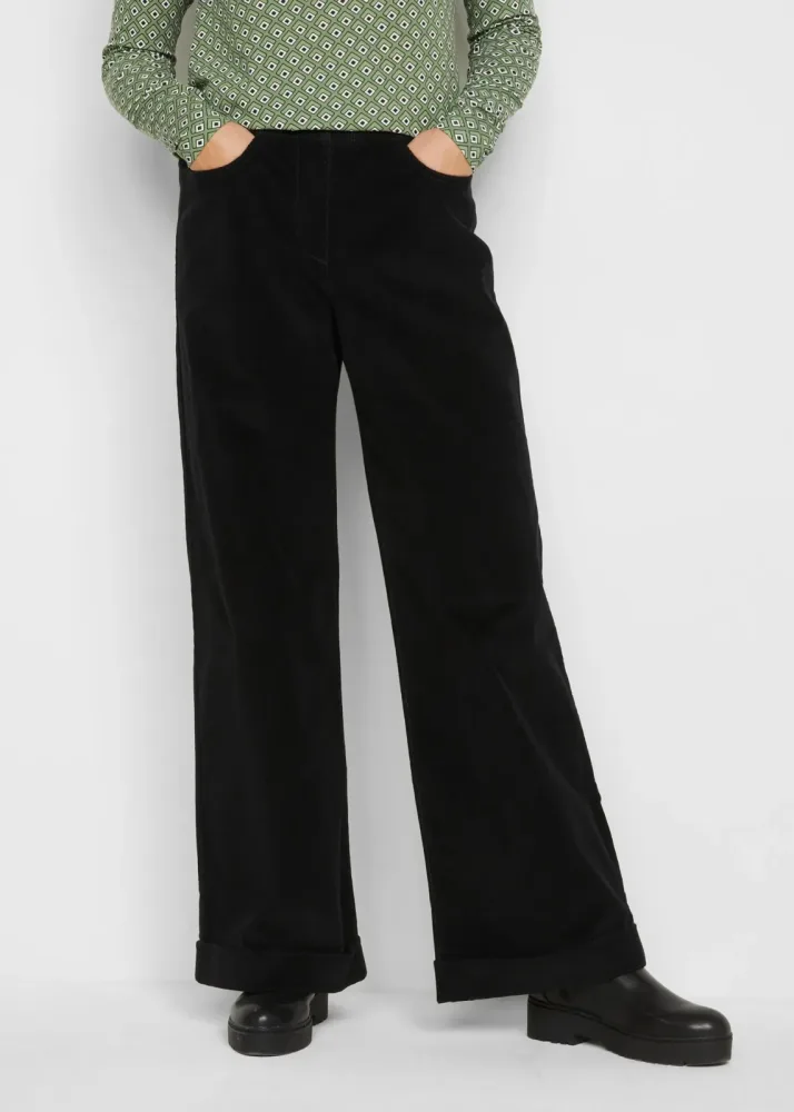 bonprix Cordhose Loose Fit, High-Waist-Design, mit Bequembund