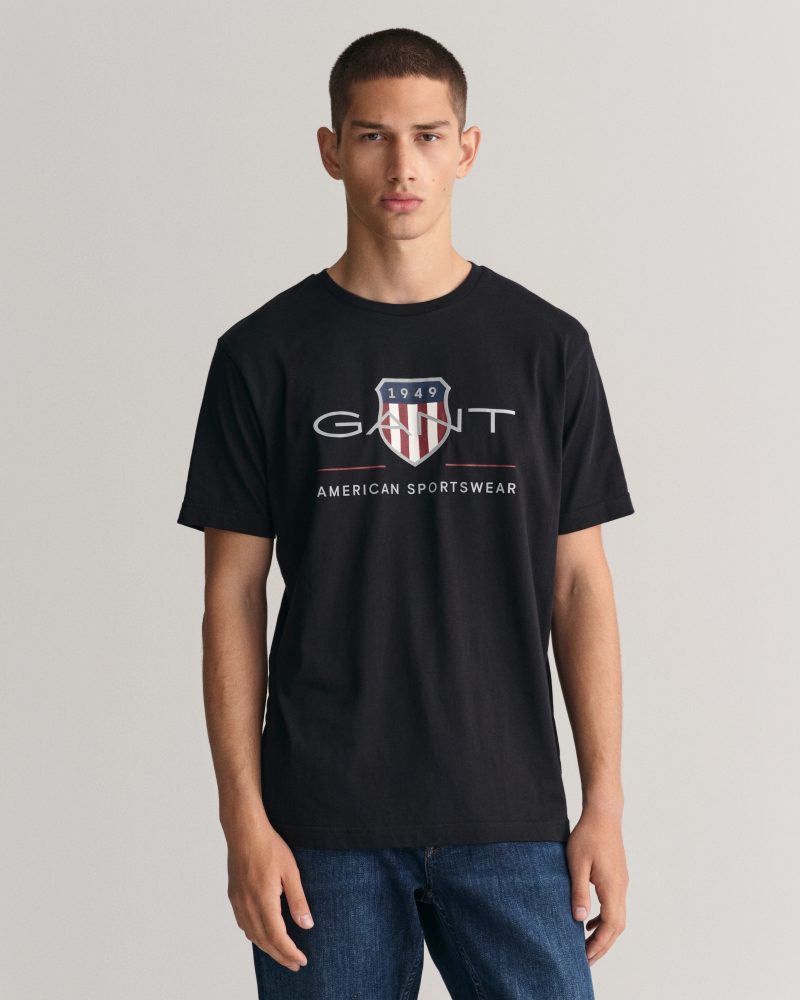 Gant - T-Shirt  Bequem sitzend-REG ARCHIVE SHIELD, für Herren, Schwarz, Größe L